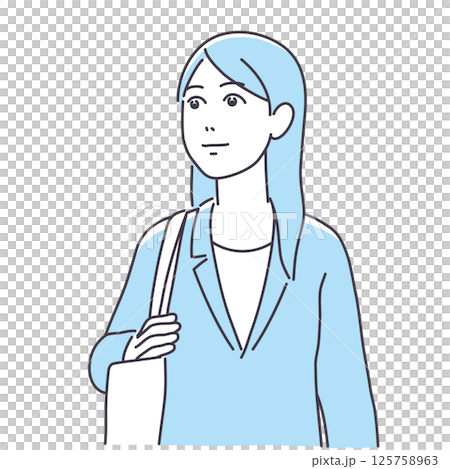 穿著西裝的女人抬頭看著彩色 125758963