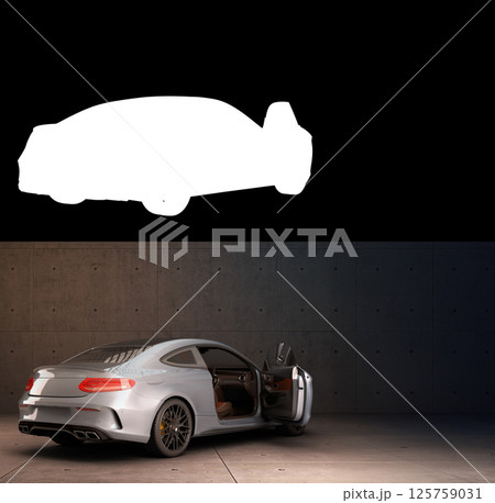 Sports Car with Open Dor 3d render image with alpha Sports Car with Open Dor 3d render image with alpha 125759031