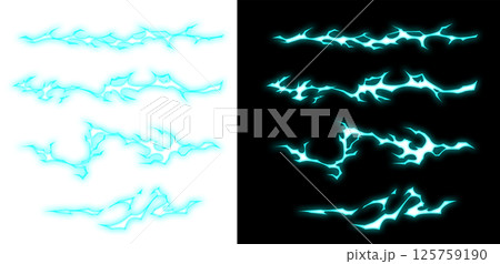 雷エフェクト_青_横ライン 雷エフェクト_青_横ライン 125759190