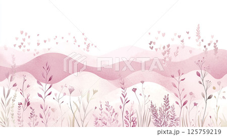 花びらが舞う春の野原の風景イラスト 125759219