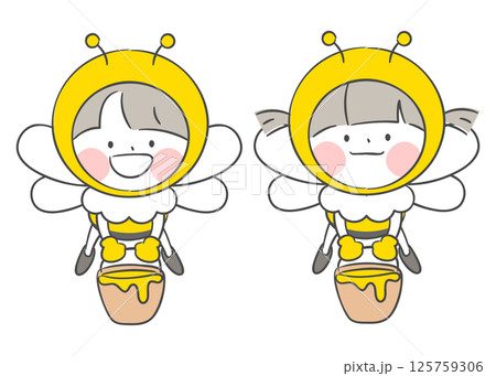 Children in Bee Costumes Carrying Honey Children in Bee Costumes Carrying Honey 125759306
