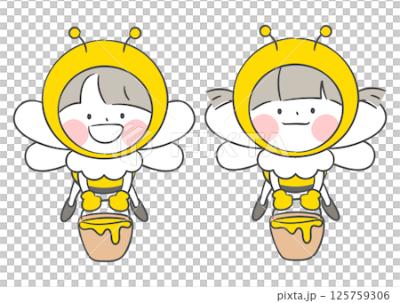 Children in Bee Costumes Carrying Honey Children in Bee Costumes Carrying Honey 125759306