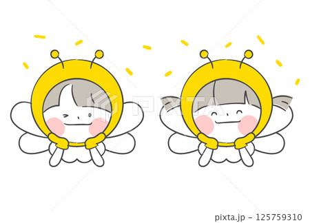 Children in Bee Costumes Resting Their Chins on Their Hands 125759310