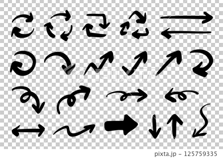 向量筆手繪箭頭設定黑白 向量筆手繪箭頭設定黑白 125759335