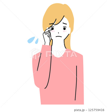 目のトラブルに悩む若い女性のイラスト 125759416