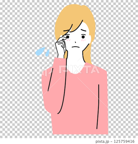 目のトラブルに悩む若い女性のイラスト 125759416