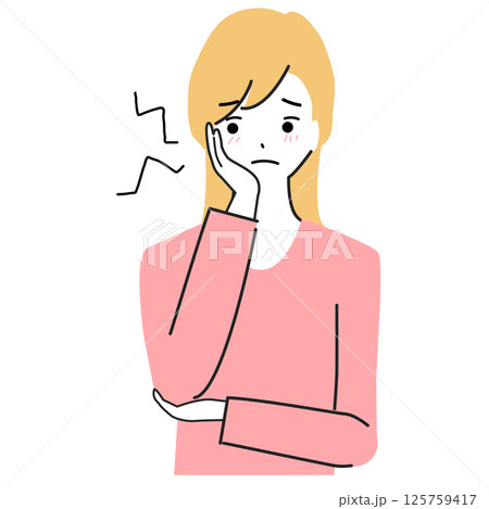 歯が痛む若い女性のイラスト 125759417