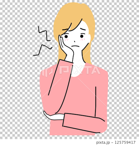 歯が痛む若い女性のイラスト 125759417