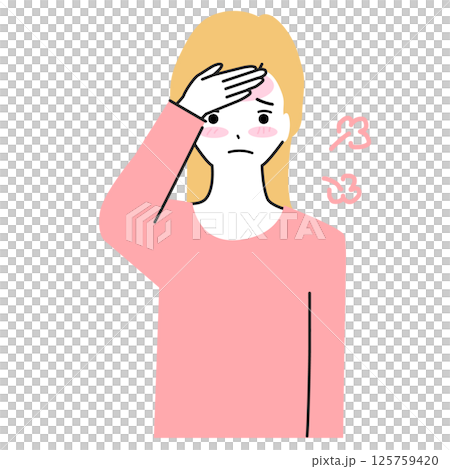発熱に悩む女性のイラスト 125759420