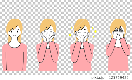満足そうに微笑む若い女性のイラストセット 125759423