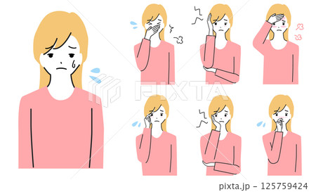 体調不良の女性のイラストセット 125759424
