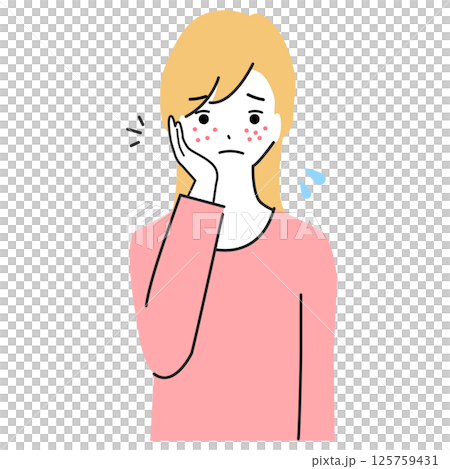 一位年輕女子臉上長痘痘的插圖 125759431