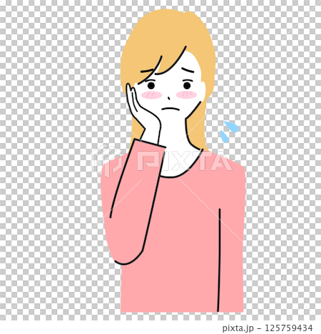 日焼けして肌が赤くなっている若い女性のイラスト 125759434