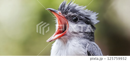 Loud bird chirping in vibrant nature setting 125759932