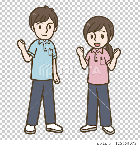 Illustration of male and female nursing staff and medical workers (full body) 125759975