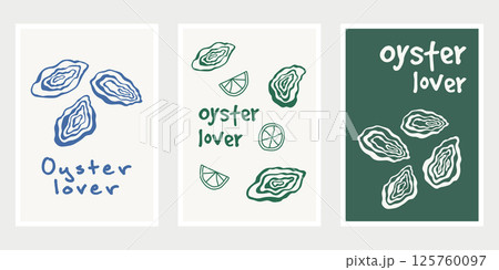 Hand drawn oyster food poster. Set of doodle food poster design template. Template design for exhibition, poster, wall art, festival poster, cover, background and media design. Hand drawn oyster food poster. Set of doodle food poster design template. Template design for exhibition, poster, wall art, festival poster, cover, background and media design. 125760097