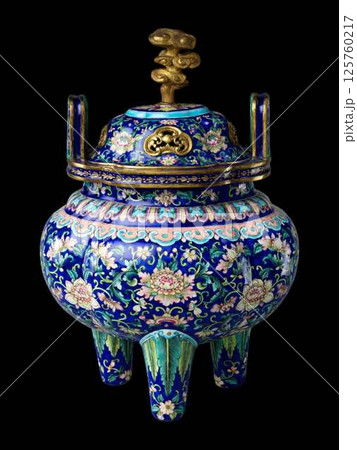 Qing Dynasty Blue and Gold Enamel Censer - 18th Century Chinese Art 125760217