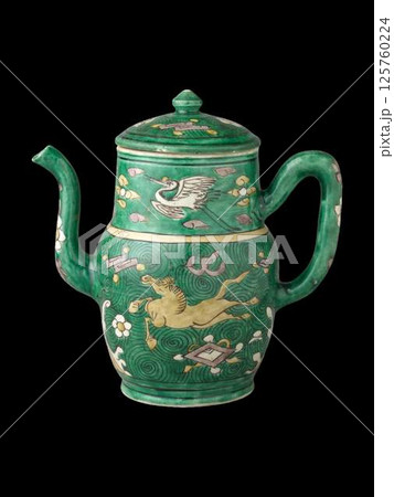 Antique Chinese Green Ceramic Ewer - Qing Dynasty Porcelain Teapot 125760224