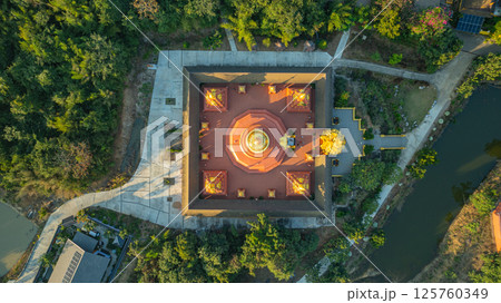 aerial view of the golden gate with intricate golden architecture 125760349