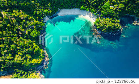 Aerial view above beautiful nature at Freedom Beach. 125760356