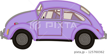 Lovely classic style and purple colors of Volkswagen Beetle car. 125760362