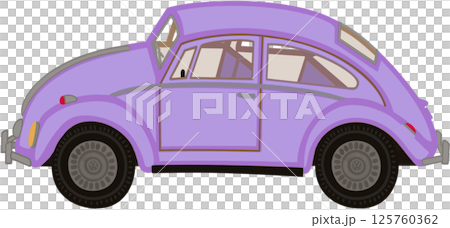 Lovely classic style and purple colors of Volkswagen Beetle car. 125760362