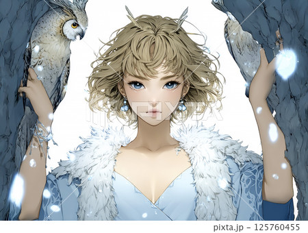 フクロウの妖精のイラスト素材 125760455