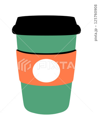 Coffee cup to go, cardboard cup with black lid, flat icon. Vector illustration 125760908