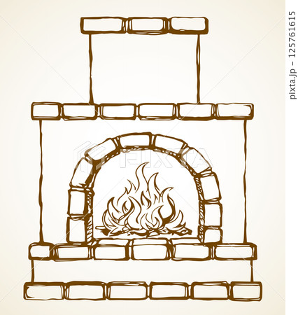 Old Russian stove. Vector drawing 125761615