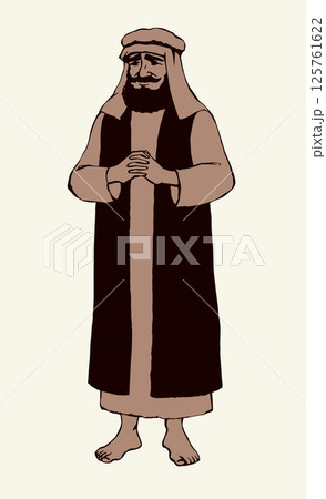 Jewish man in old clothes. Vector drawing 125761622