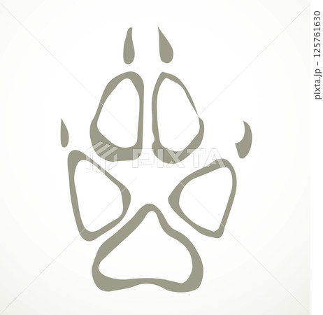 Dog foot print. Vector drawing Dog foot print. Vector drawing 125761630