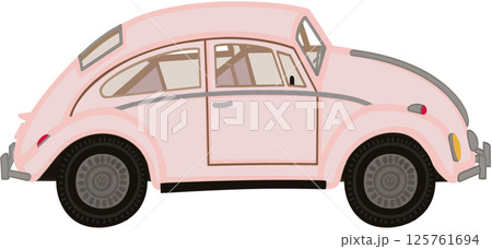 Lovely classic style and pink colors of Volkswagen Beetle car. 125761694