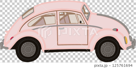 Lovely classic style and pink colors of Volkswagen Beetle car. 125761694