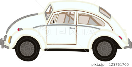 Lovely classic style and white colors of Volkswagen Beetle car. 125761700