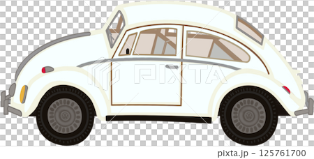 Lovely classic style and white colors of Volkswagen Beetle car. 125761700