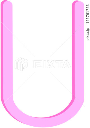 Lovely pink colors and font style of english alphabet capital letter U. Lovely pink colors and font style of english alphabet capital letter U. 125761788
