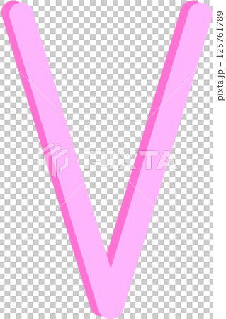 Lovely pink colors and font style of english alphabet capital letter V. 125761789
