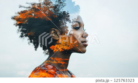 Multiple Exposure Effect Showing An African Woman 125763323