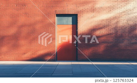 Closed door with shadows and light contrast 125763324