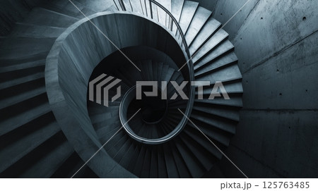 Spiral Staircase Leading Into Darkness 125763485