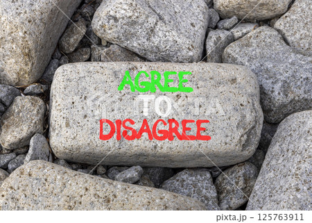 Agree to disagree symbol. Concept words Agree to disagree on beautiful grey stone. Beautiful grey mountain stone background. Business and agree to disagree concept. Copy space. 125763911