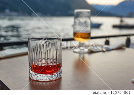 Drinks at the beach, cocktail and beer 125764861
