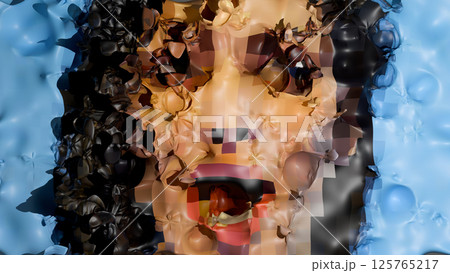 Abstract Portrait 3D Illustration of a Screaming Woman Digital Painting Abstract Portrait 3D Illustration of a Screaming Woman Digital Painting 125765217