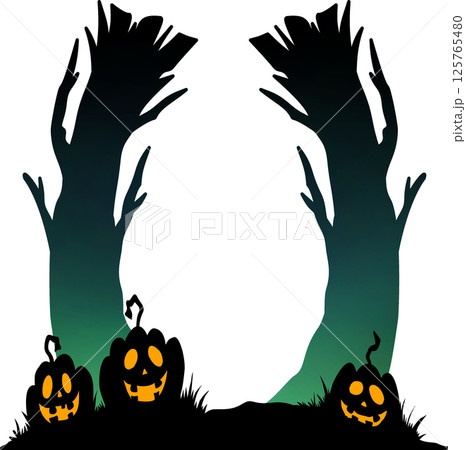 Spooky Halloween Tree Uppercase Font U 125765480
