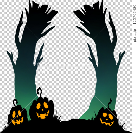 Spooky Halloween Tree Uppercase Font U 125765480