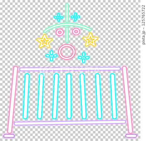 Glow baby crib icon illustration Glow baby crib icon illustration 125765722