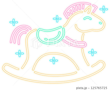 Glow baby rocking horse icon illustration Glow baby rocking horse icon illustration 125765725