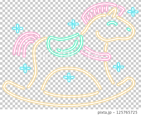 Glow baby rocking horse icon illustration Glow baby rocking horse icon illustration 125765725