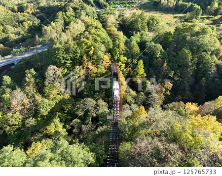 【空から見る北海道】 三井芦別鉄道の炭山川橋梁を走る機関車 【空から見る北海道】 三井芦別鉄道の炭山川橋梁を走る機関車 125765733