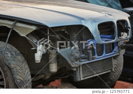 Car Wreck with missing parts Car Wreck with missing parts 125765771